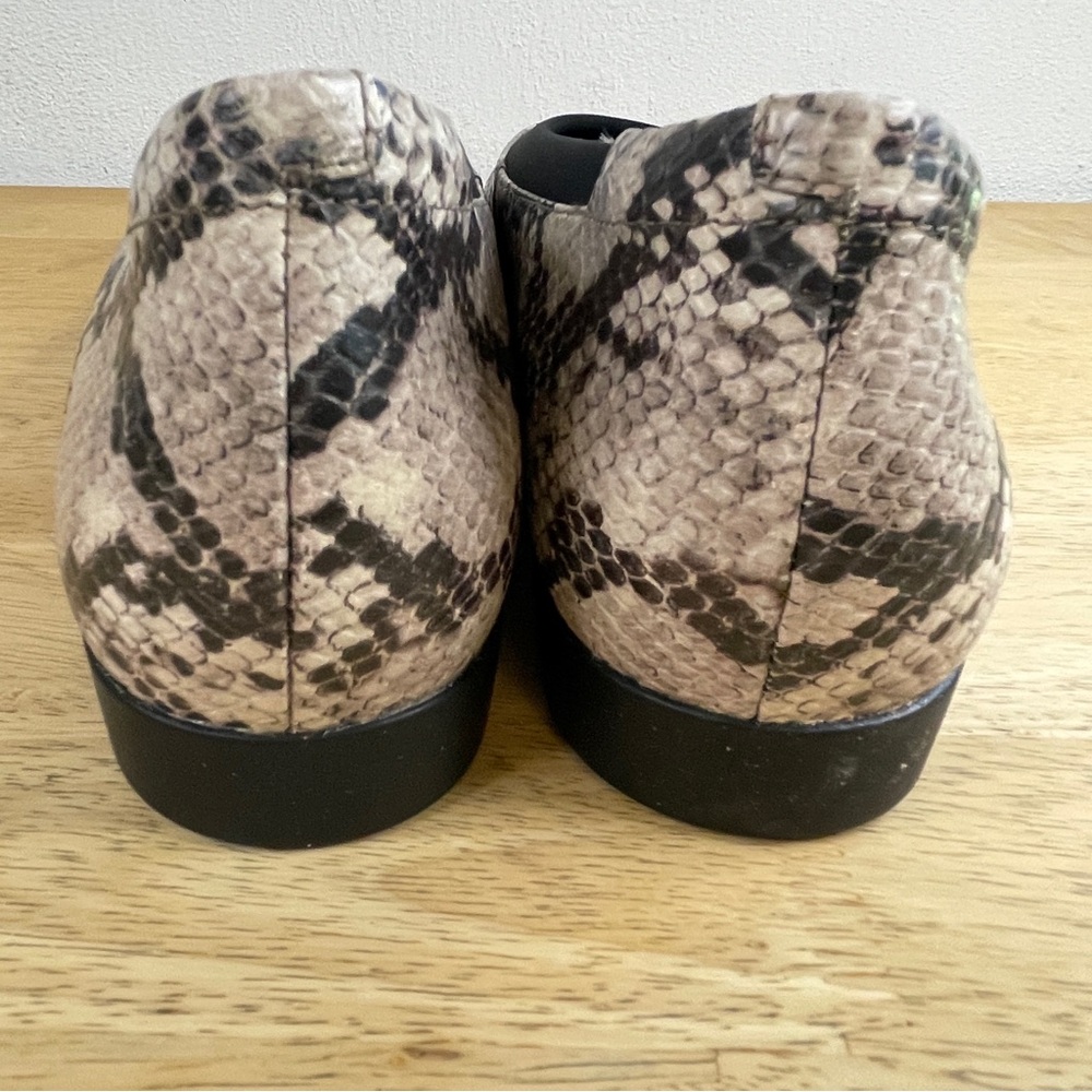 Clarks Snake-Print Slip-On Flats in Beige and Black Trim - Picture 9 of 12